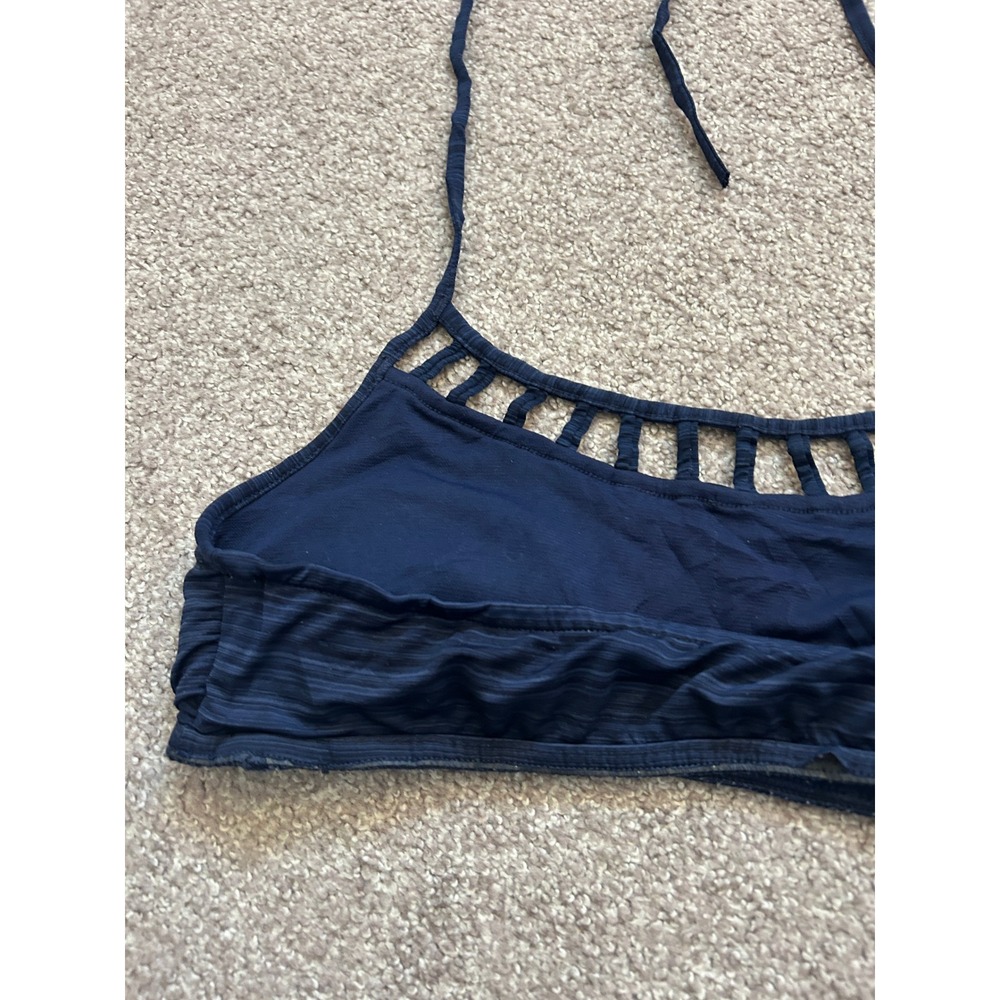 Mossimo Bikini Top Womens Small Navy Blue Excellent Halter Cage Neck Textured - Picture 8 of 9